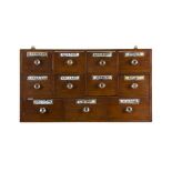 VICTORIAN TABLE TOP APOTHECARY CABINETLATE 19TH CENTURY with an arrangement of eleven drawers with