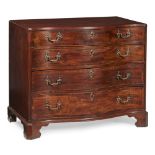 EARLY GEORGE III MAHOGANY SERPENTINE CADDY-TOP CHEST OF DRAWERSMID 18TH CENTURY the moulded edge top