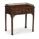 GEORGE III 'CHINESE CHIPPENDALE' MAHOGANY DESK18TH CENTURY the three quarter gallery above a