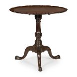 GEORGE III MAHOGANY PIE CRUST TRIPOD TEA TABLE18TH CENTURY the piecrust tilt top on a fluted and