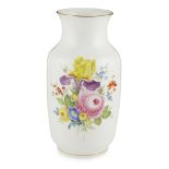 MEISSEN PORCELAIN VASE20TH CENTURY of baluster form, painted with a spray of flowers, with blue