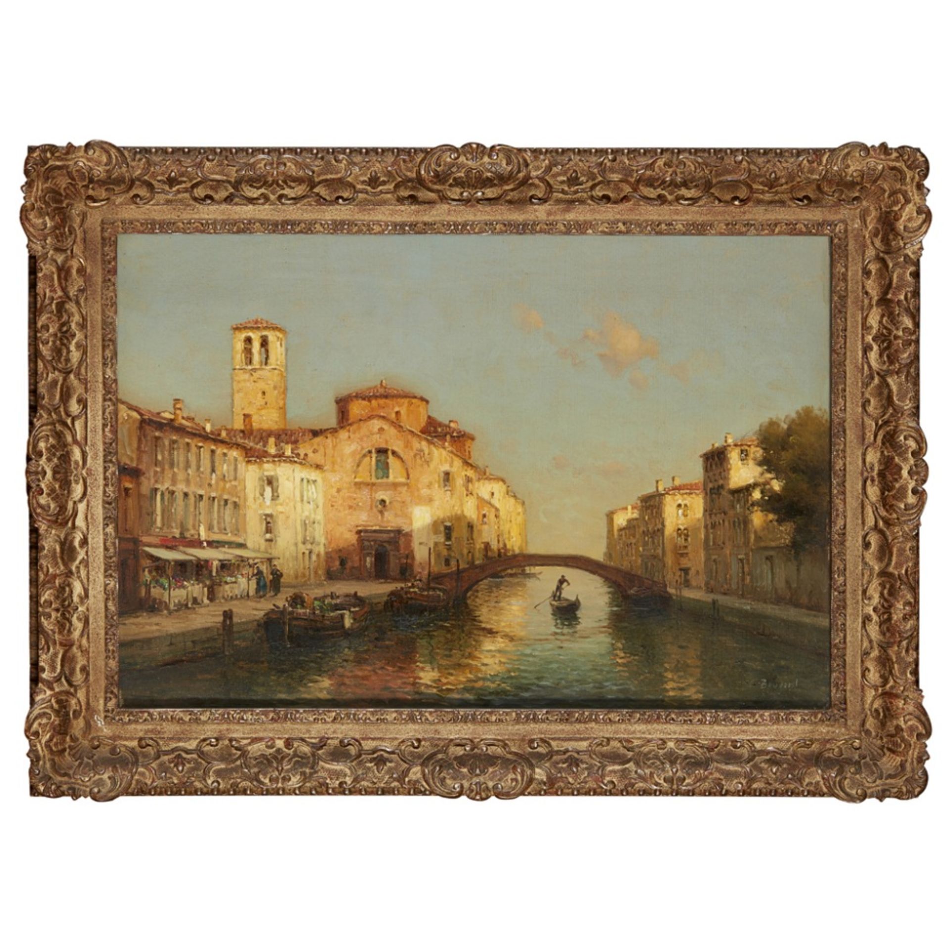 [§] ANTOINE BOUVARD (FRENCH 1870-1956)A VENETIAN CANAL SCENE WITH GONDOLA Signed, oil on - Image 2 of 2