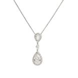 A platinum and diamond set pendant necklace, De Beersfrom the Aura collection, claw set with a