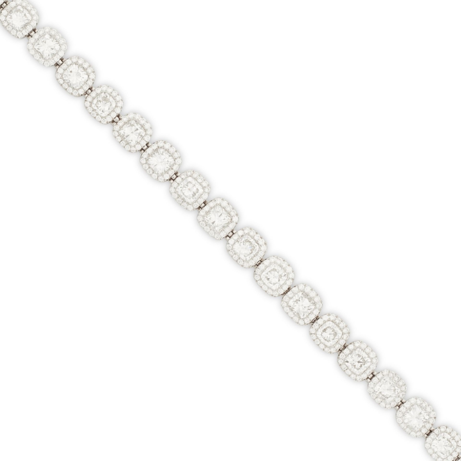 A diamond set line bracelet, De Beersfrom the Aura collection, composed of twenty-seven diamond