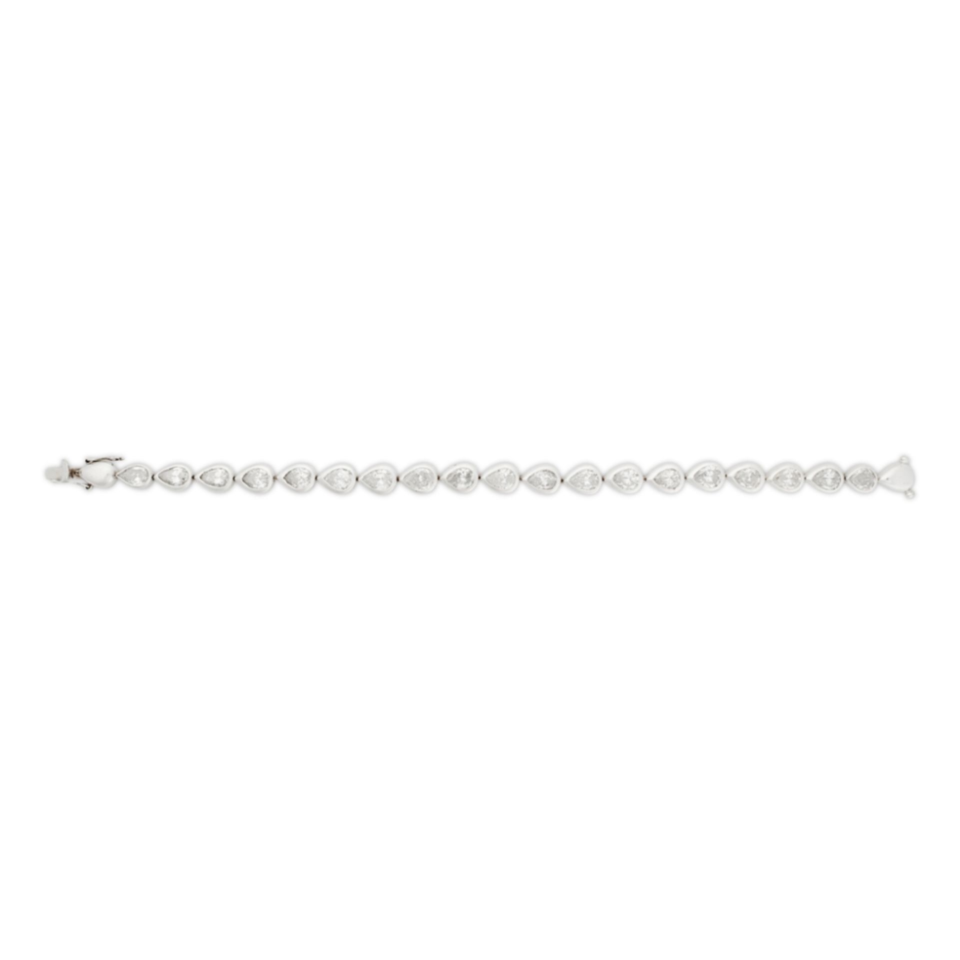 A diamond set line braceletcomposed of a single row of nineteen collet set pear shaped diamonds, - Image 2 of 2