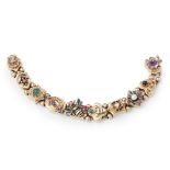 A gem-set and enamelled charm braceleteach link with gem set or enamelled detail, to a concealed