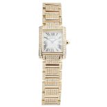 A diamond set lady's18ct gold wrist watch, CartierTank Française, ref. 2385, the cream dial with