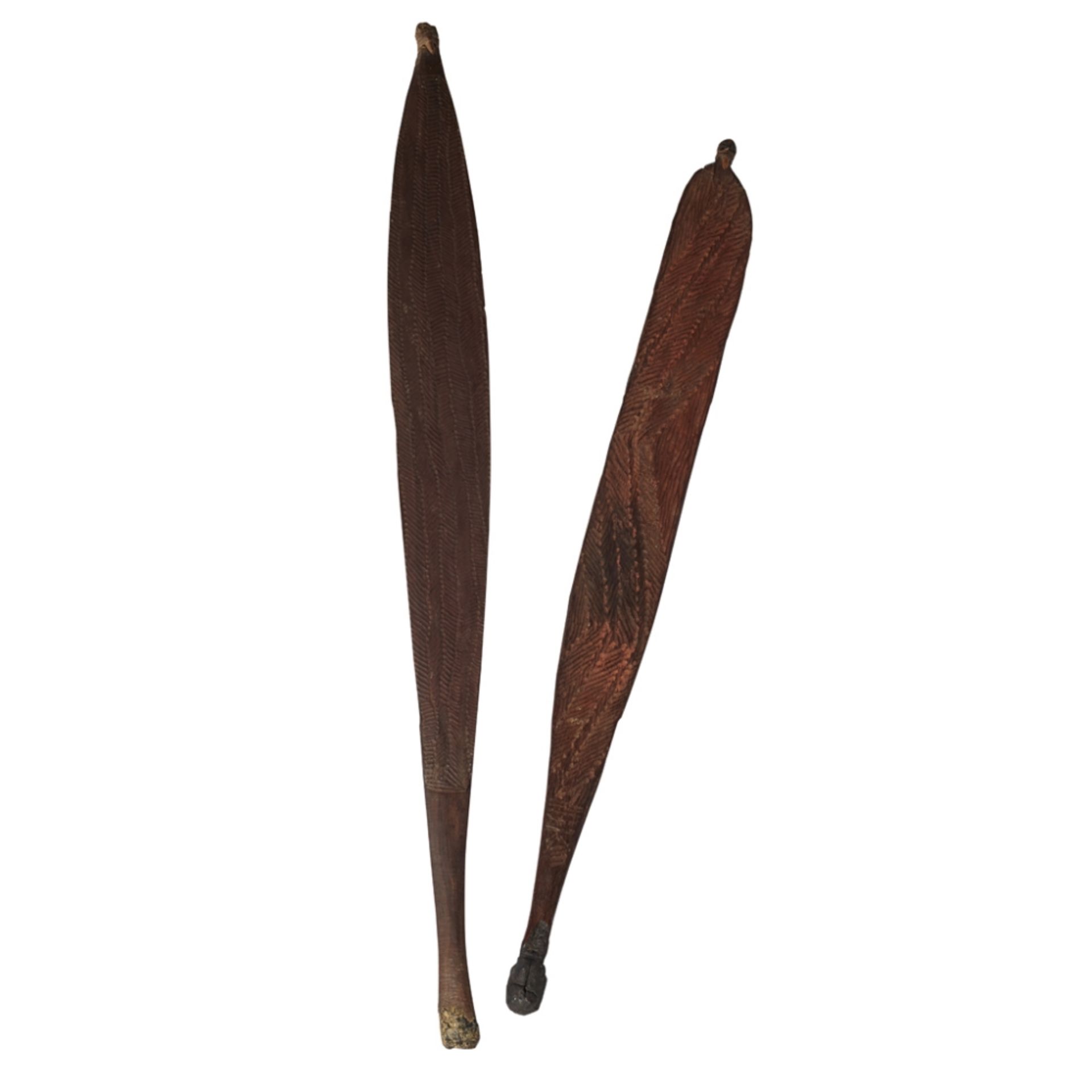 TWO ABORIGINAL SPEAR THROWERS, WOOMERA AUSTRALIA longest 89cm