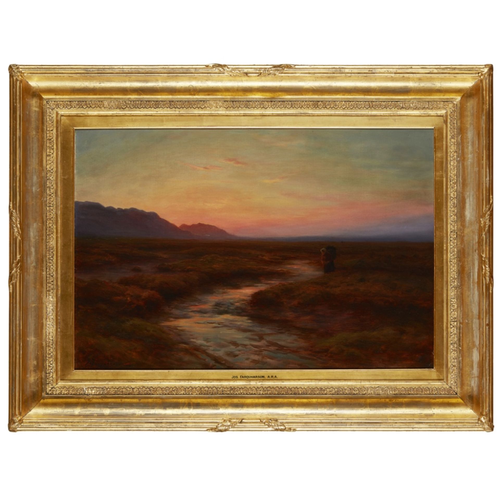 JOSEPH FARQUHARSON R.A. (SCOTTISH 1846-1935)SUNSET AT FINZEAN Signed, oil on canvas51cm x 76cm (20in - Image 2 of 2
