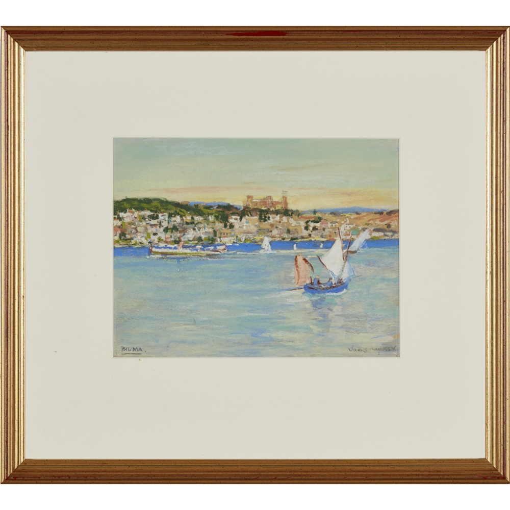 JAMES KAY R.S.A., R.S.W. (SCOTTISH 1858-1942)PALMA Signed and inscribed, pastel18cm x 24cm (7in x - Image 2 of 2