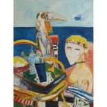 [§] JOHN BELLANY C.B.E., R.A., H.R.S.A. (SCOTTISH 1942-2013)PICNIC BY THE SEA Signed, oil on