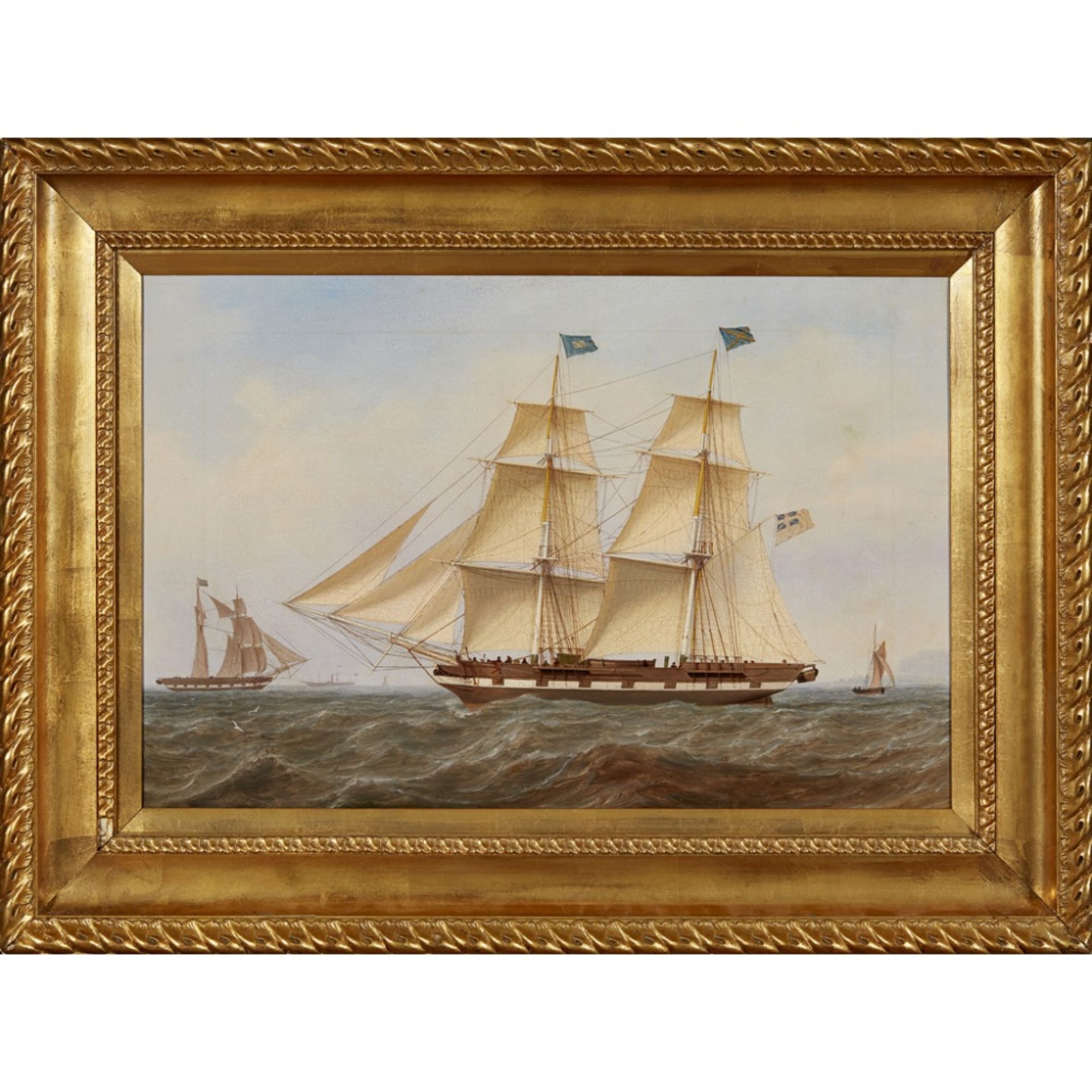 WILLIAM CLARK OF GREENOCK (SCOTTISH 1803-1883)SHIPPING IN CALM SEAS Signed and dated 1859, oil on - Image 2 of 2