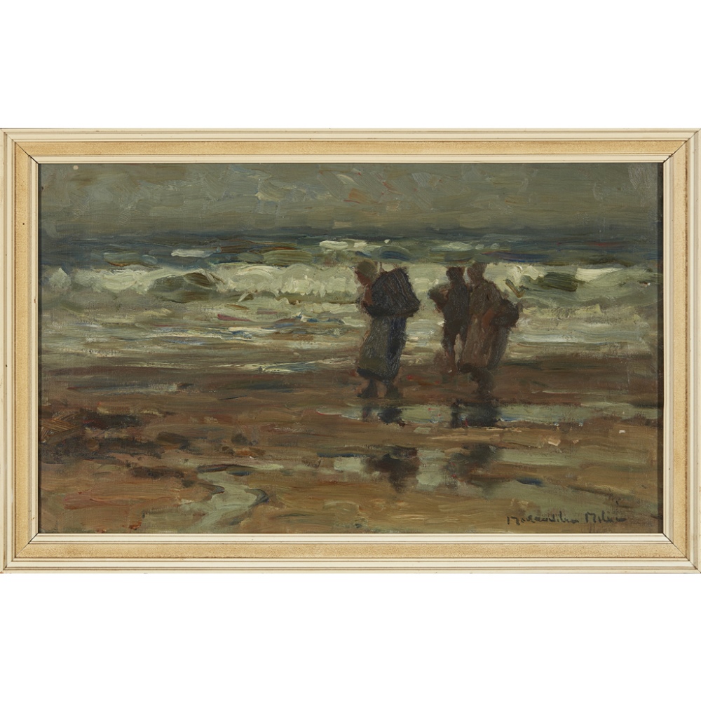 [§] JOHN MACLAUCHLAN MILNE R.S.A. (SCOTTISH 1886-1957)COCKLE GATHERERS Signed, oil on canvas31cm x - Image 2 of 2