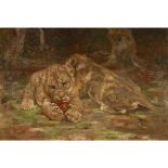 WILLIAM WALLS R.S.A., R.S.W. (SCOTTISH 1860-1942)LION CUBS AT REST Signed, oil on canvas61cm x