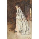 ARTHUR MELVILLE A.R.S.A., R.S.W., A.R.S. (SCOTTISH 1855-1904)WOMAN IN WHITE Signed, inscribed and