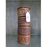 Unusual rare vintage four tier treen tea tower, each with individually carved names for Earl Grey,
