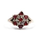 A paste ruby and diamond ring, no hallmark