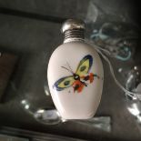 A silver topped ceramic perfume bottle, Birmingham 1890