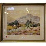 Mervyn Salenso-Jones River in mountain landscape Watercolour, signed 35cm x 47cm