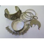 A collection of white metal Middle Eastern jewellery