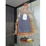 A vintage French Santons d'Art Provence figure with terracotta hand painted face and hands