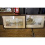 John Carlisle Punt on a river and another river scene - a pair Watercolours, signed and dated 1887