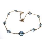 A Valentine necklace, 9 carat gold with aqua marine