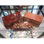 Wood boxes: early 20th century rosewood rectangular box with brass inlay 24cm x 14cm, an oblong