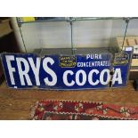 A Fry's Cocoa enamel sign, as found 92cm x 30cm