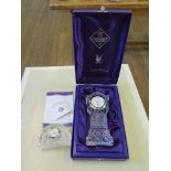An Edinburgh Crystal Millennium Collection quartz timepiece, in the form of a longcase clock, boxed,