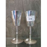 A pair of small silver goblets, London 1988
