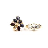 Two gem set rings set in 9 carat gold