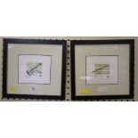 Robert Tonnet Two etchings of a violin and a flute signed in pencil 11 x 13 cm each (2)