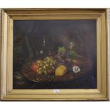 G. Fisher Still life of fruit and carafe on a plate Oil on canvas, signed 50cm x 60cm