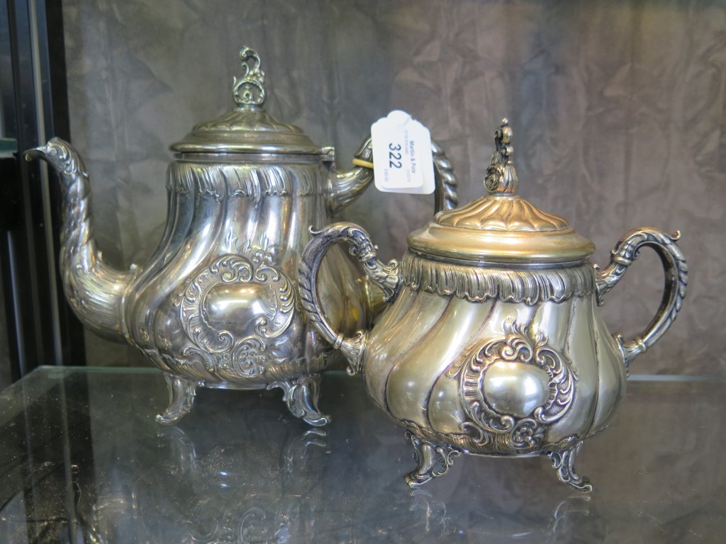 A plated tea pot and matching sugar bowl by W.M.F.