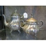 A plated tea pot and matching sugar bowl by W.M.F.