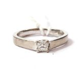 A diamond single stone ring set in 18 carat white gold