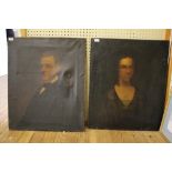 19th century British School A pair of half length portraits of a lady and gentleman Oil on canvas,
