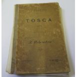 A volume of sixty-eight costume designs for Puccini's Tosca by A Hohenstein, hand coloured prints