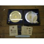 Two limited edition commemorative silver plates authorised by the Collage of Arms on the occasion of