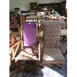 A Victorian Prie Dieu chair, with turned legs and an American rocking chair (2)