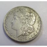 An American Morgan type dollar coin, dated 1878, 26.3g, possibly later