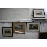 Three steel engravings of Englefield House, Beckfield Park and Aldermanston House and another