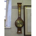 A mahogany and brass banjo barometer by Short & Mason, 62cm high