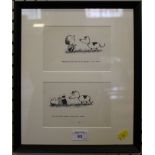 A framed vintage Norman Thelwell print