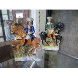 Two Staffordshire figures on horseback, 19th century, 21cm high