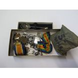 A miscellaneous collection of medals together with costume jewellery and coins