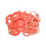 Three necklaces of angel coral beads