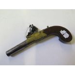 A 19th century flintlock pocket pistol, stamped Goodwin, London, with square cut handle and