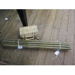 A set of fourteen brass rope twist stair rods with fittings for twelve rods, 69cm long